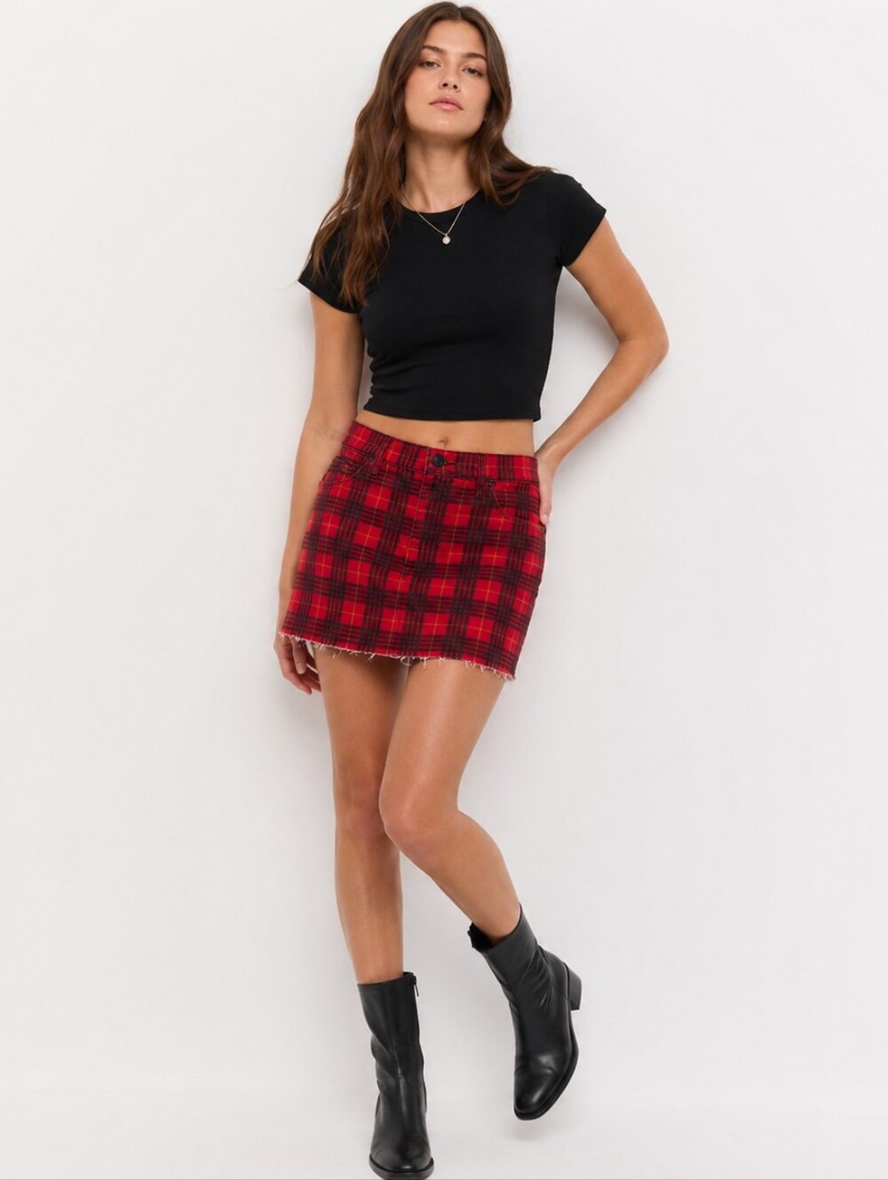 Hudson Jeans Red Plaid Mini Skirt SZ 30